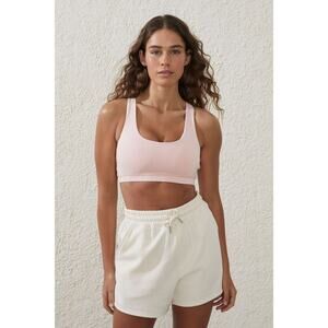 Cotton On Body Womens Strappy Sports Crop Top Small Pink Scoop Neck Yoga NWT